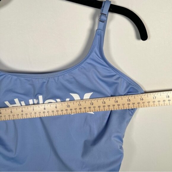 NWT Hurley Light Blue One Piece Swimsuit Front Logo Ruched Sides HURN23017 Sz L - Picture 5 of 14